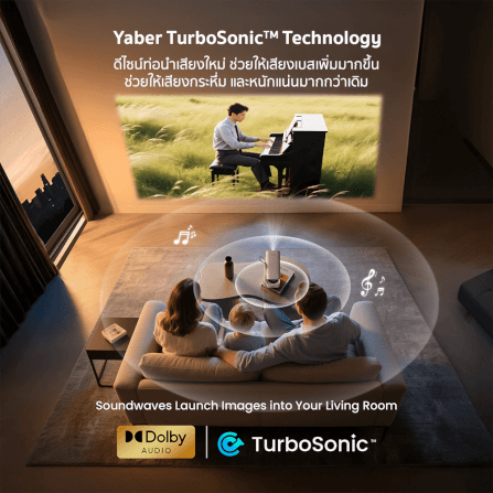 โปรเจคเตอร์ YABER T1 PRO สีเบจ หมุนได้ 180° คมชัด 1080P FHD สว่าง 220 ANSI LUMENS_5